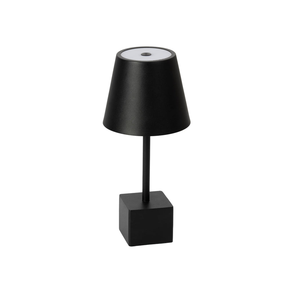 LED oppladbar bordlampe Janea CUBE svart metall montert