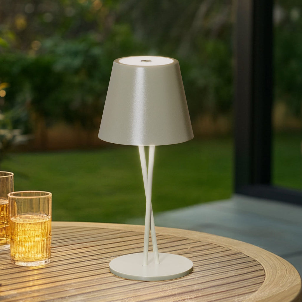 LED oppladbar bordlampe Janea grønn berøringsdimmer IP54 forfra