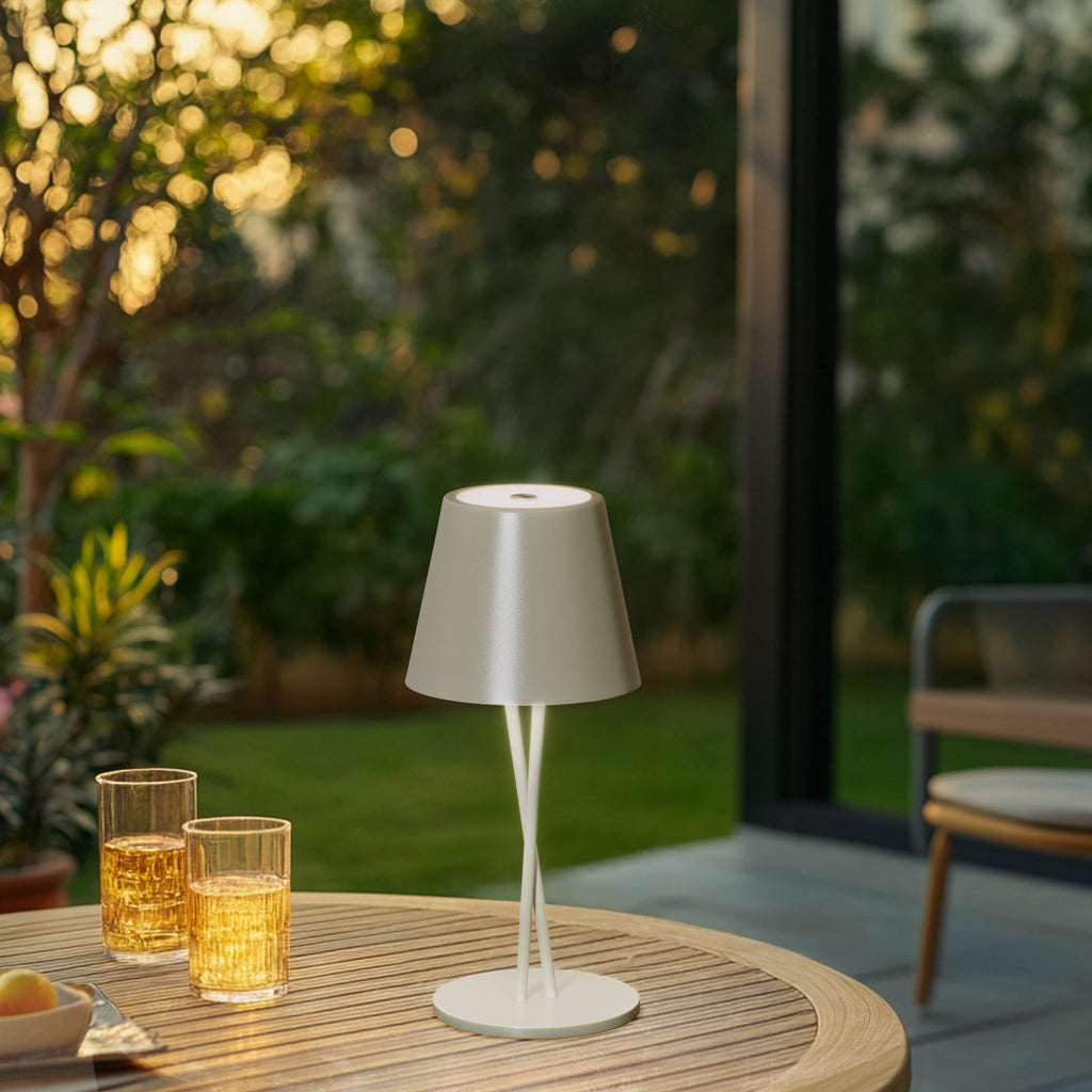LED oppladbar bordlampe Janea grønn berøringsdimmer IP54 bakside