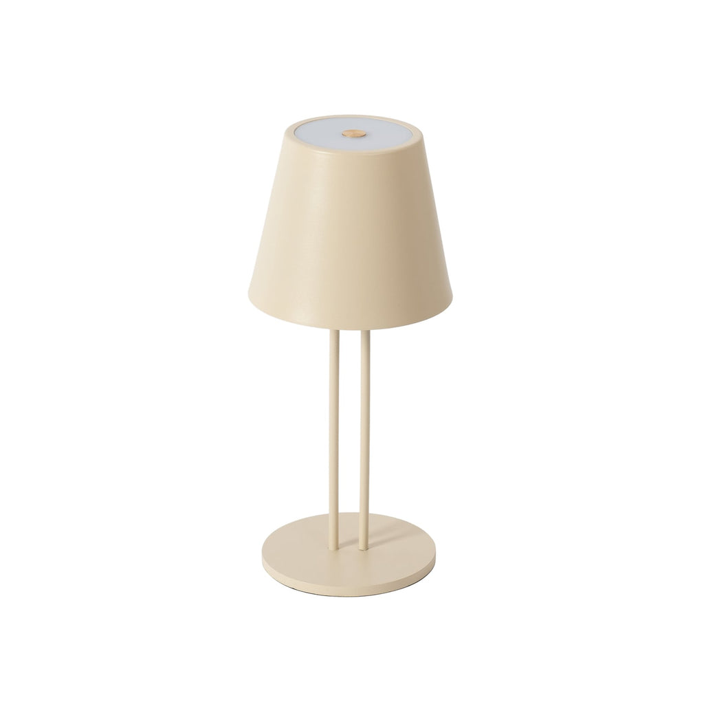 LED oppladbar bordlampe Janea TWIN beige metall montert på bord