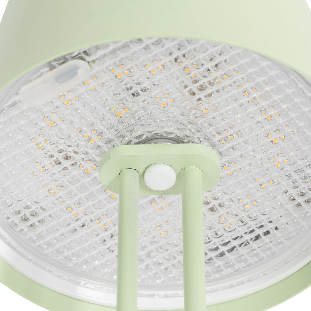 LED oppladbar bordlampe Janea TWIN dimbar grønn IP54 detaljer av materialer
