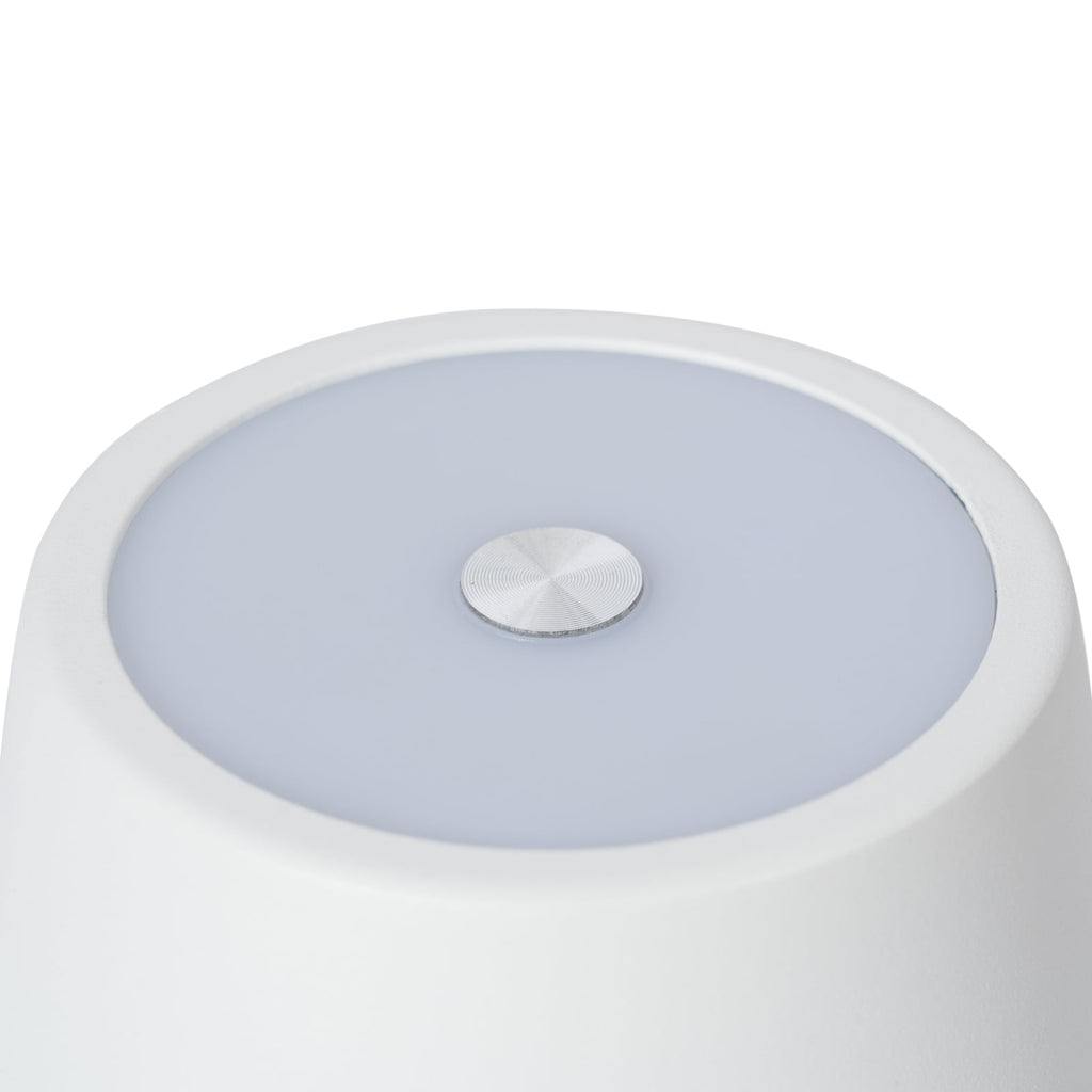 LED oppladbar bordlampe Janea TWIN hvit metall lys i mørkt rom