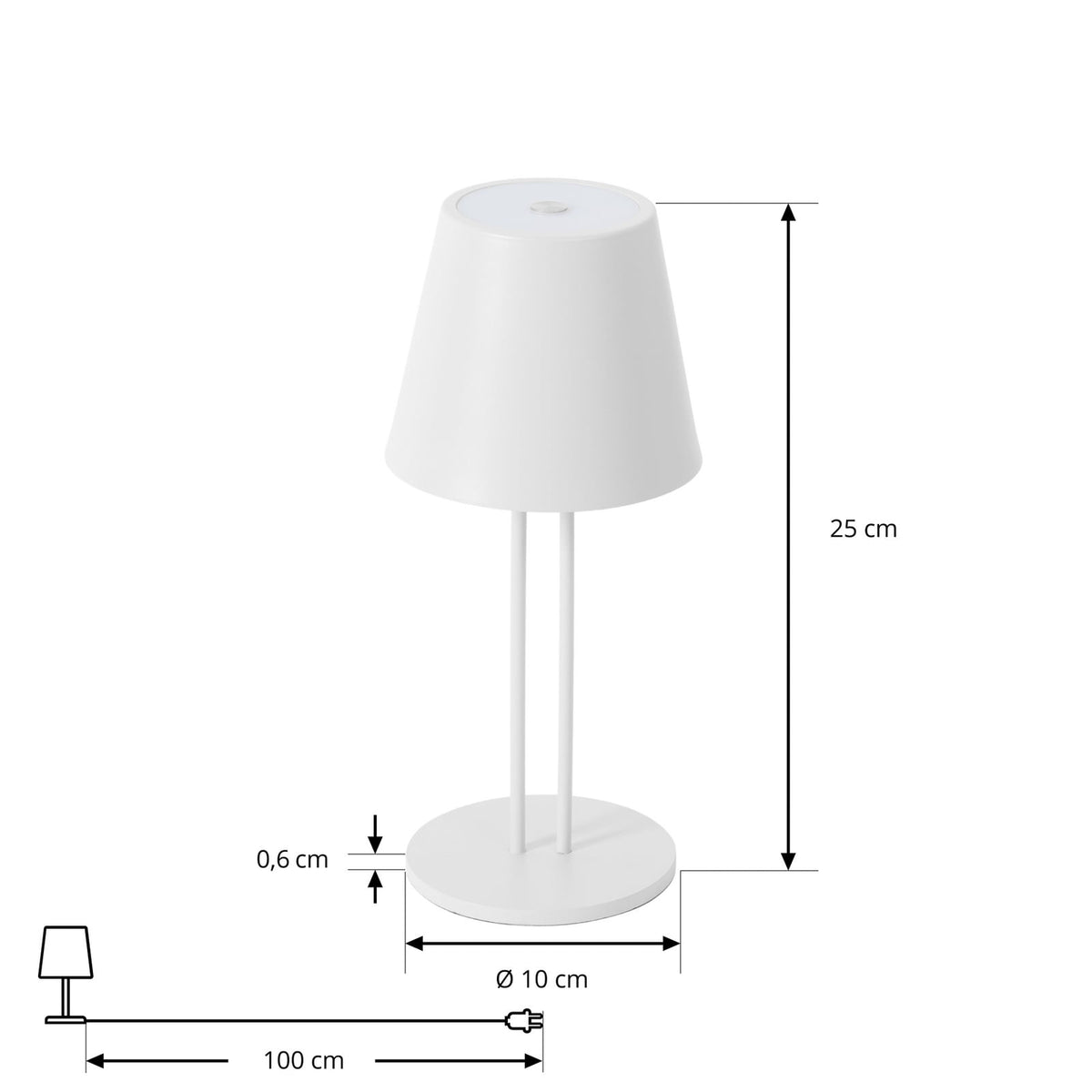 LED oppladbar bordlampe Janea TWIN hvit metall nærbilde av materiale