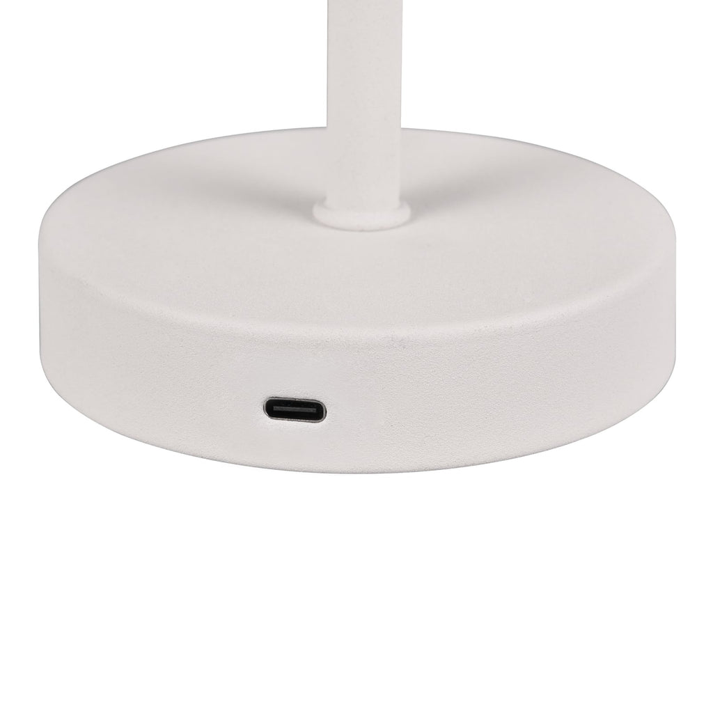LED oppladbar bordlampe Jeff dimbar hvit matt metall 30 cm nærbilde av lampehode
