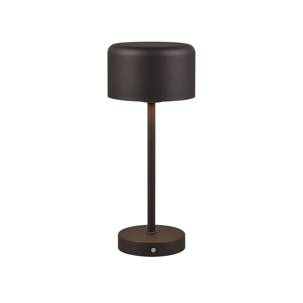 LED oppladbar bordlampe Jeff dimbar svart matt metall 30 cm forfra