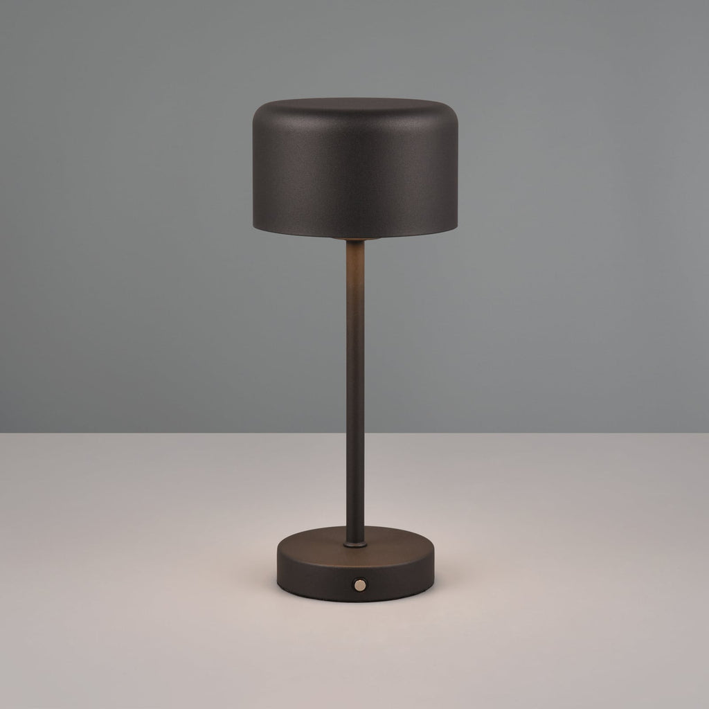 LED oppladbar bordlampe Jeff dimbar svart matt metall 30 cm bakside