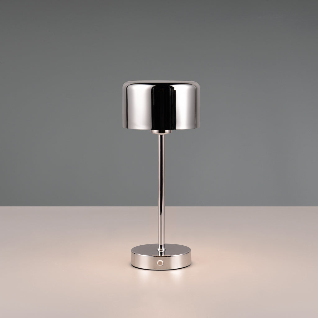 Detalj av LED oppladbar bordlampe Jeff krom Ø12,7 cm
