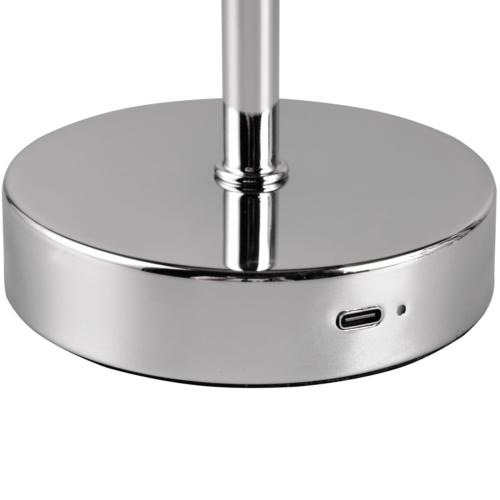 LED oppladbar bordlampe Jeff krom Ø12,7 cm montert i rom