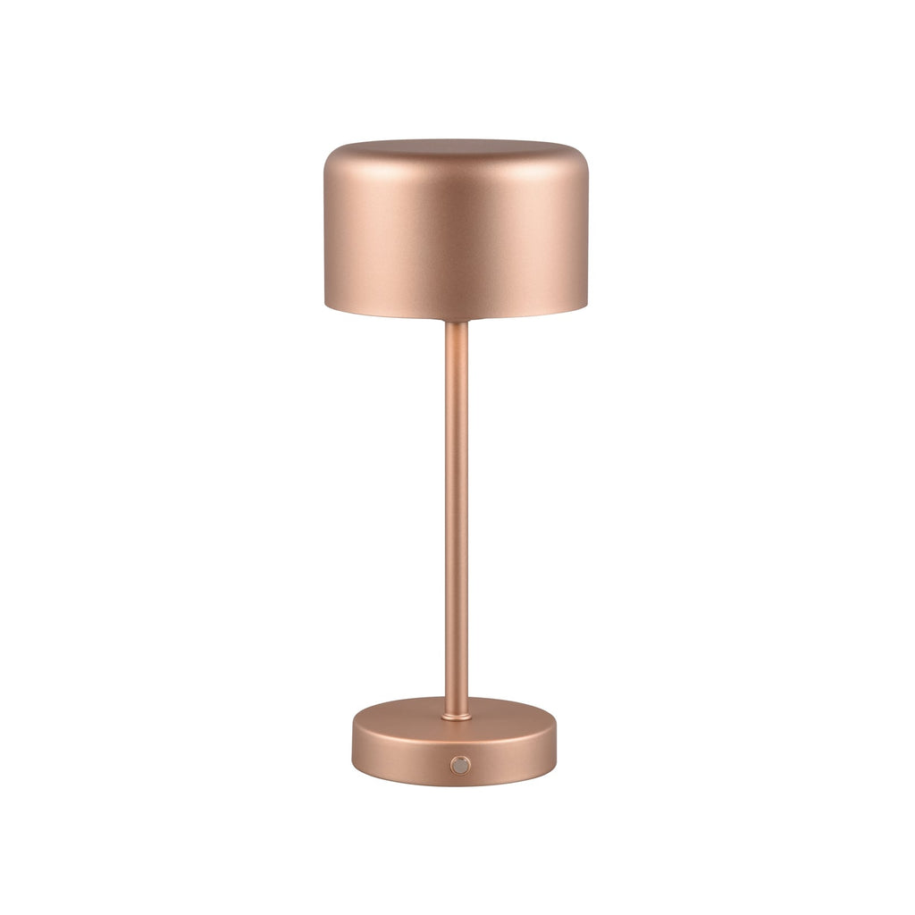 LED oppladbar bordlampe Jeff mørkebrun dimbar 30 cm forfra