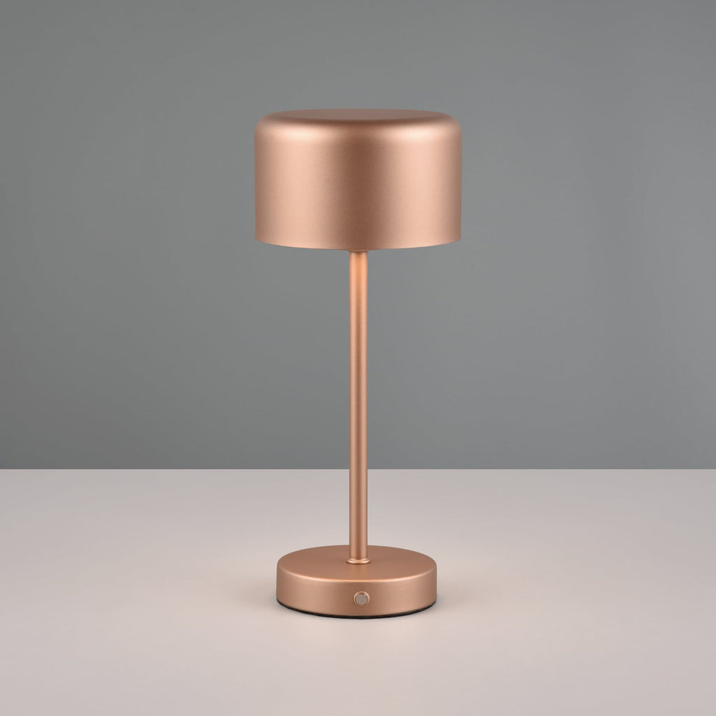 LED oppladbar bordlampe Jeff mørkebrun dimbar 30 cm bakside