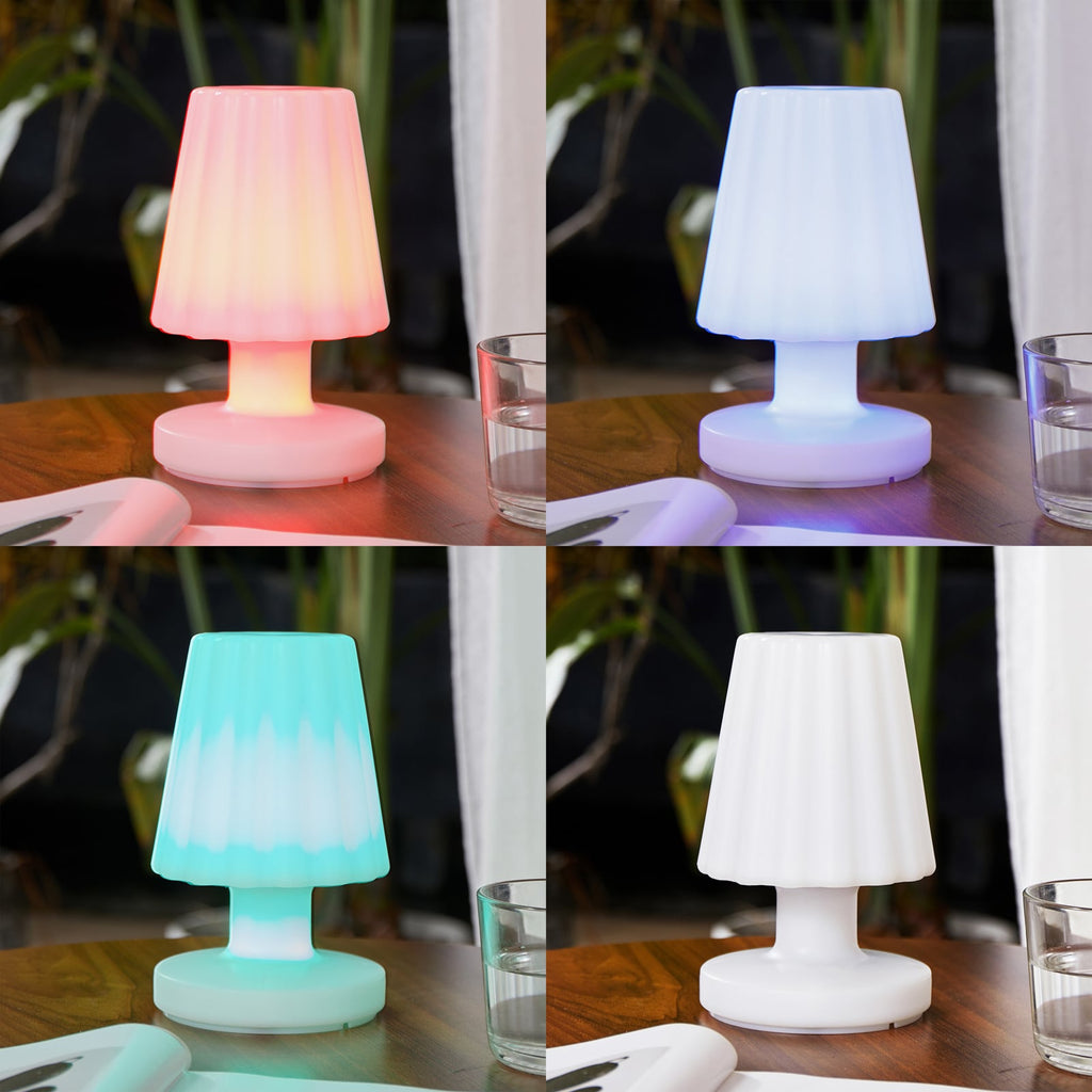 LED oppladbar bordlampe Jovem hvit RGB dimbar IP44 detalj