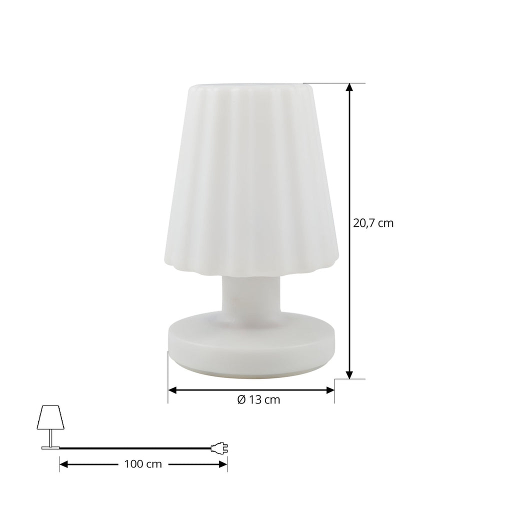 LED oppladbar bordlampe Jovem hvit RGB dimbar IP44 nærbilde av lys