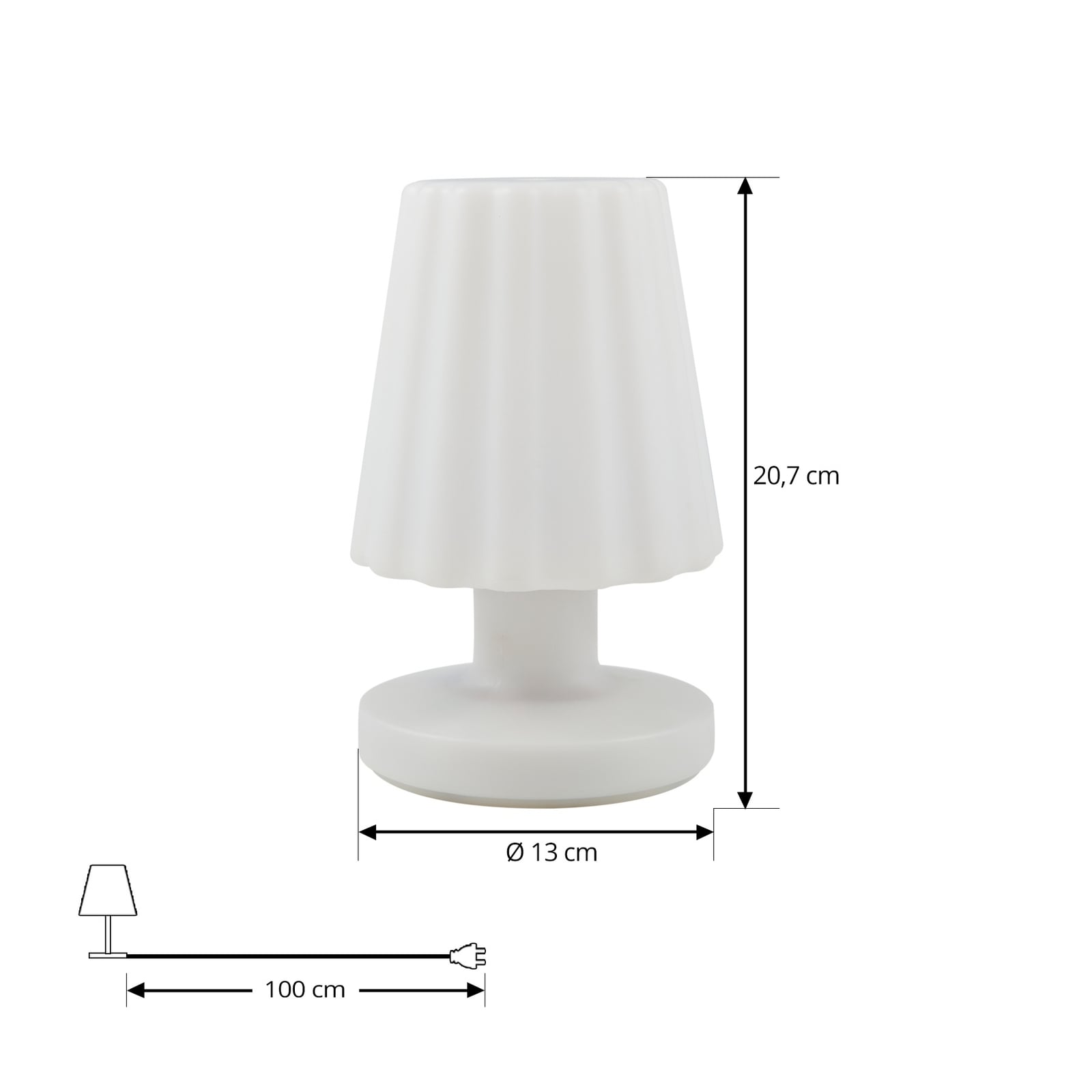 LED oppladbar bordlampe Jovem hvit RGB dimbar IP44 nærbilde av lys