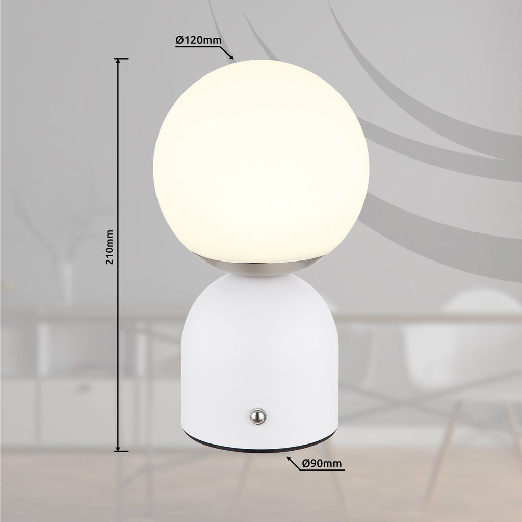 LED oppladbar bordlampe Julsy hvit montert på bord