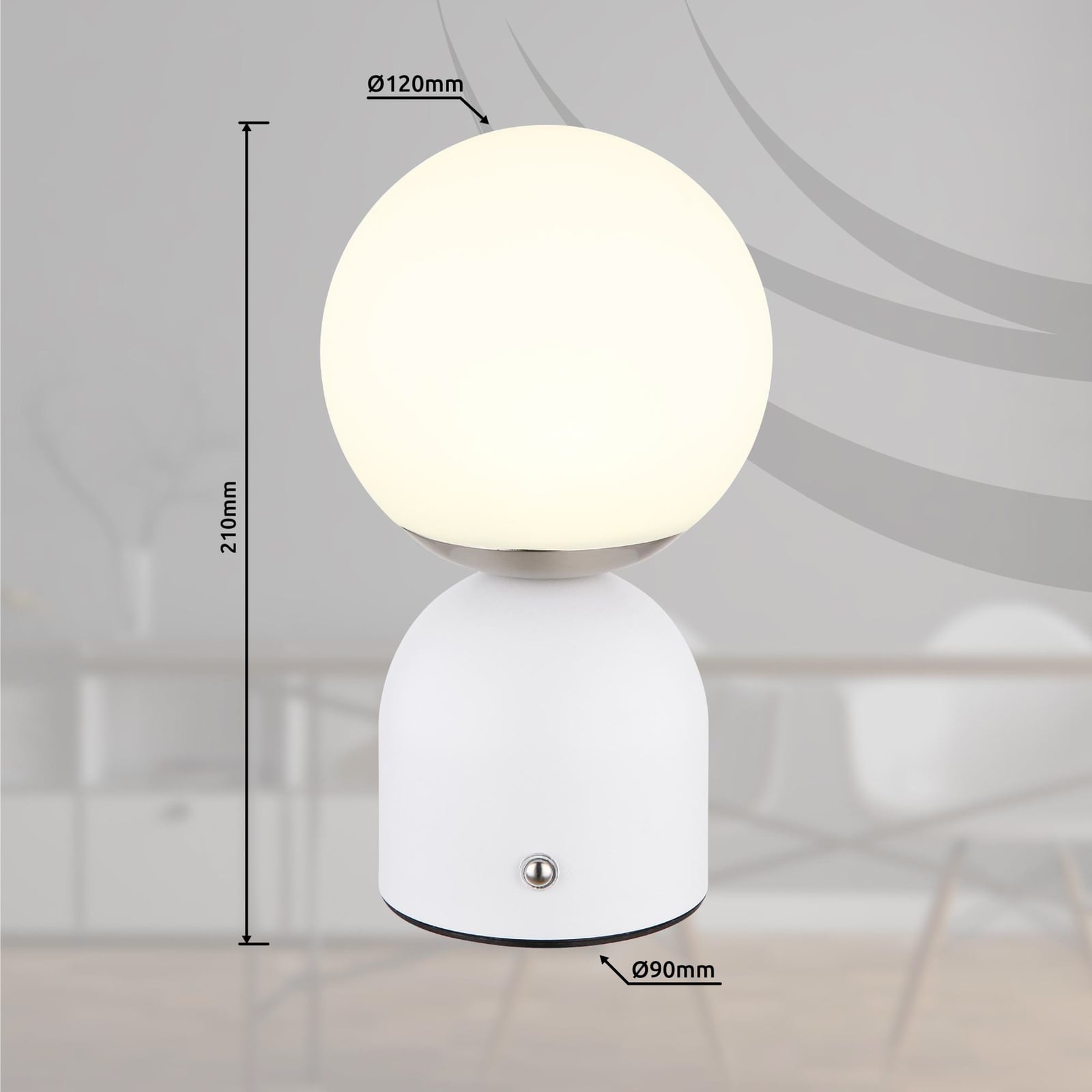 LED oppladbar bordlampe Julsy hvit montert på bord