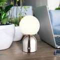LED oppladbar bordlampe Julsy matt nikkel forfra