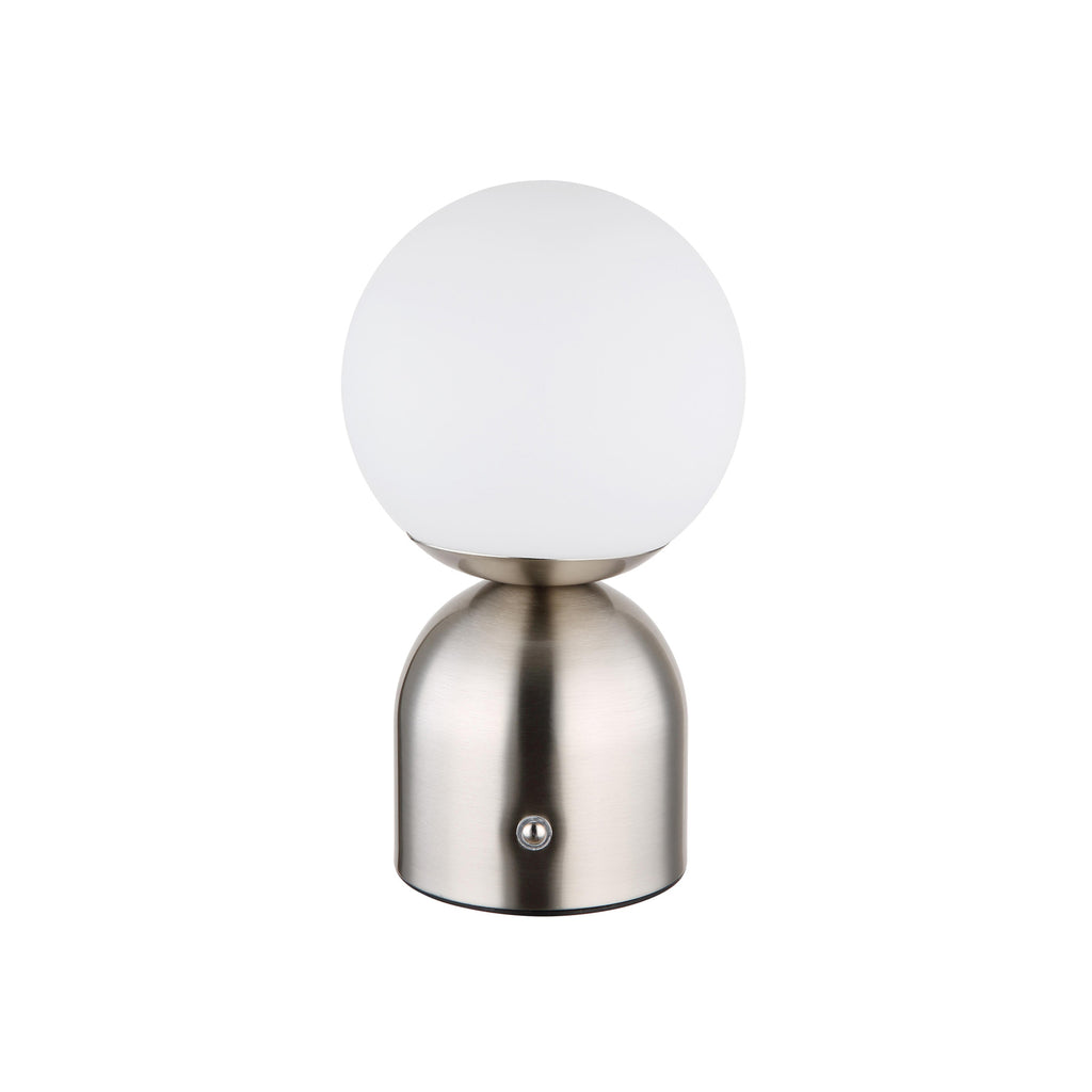 LED oppladbar bordlampe Julsy matt nikkel bakside