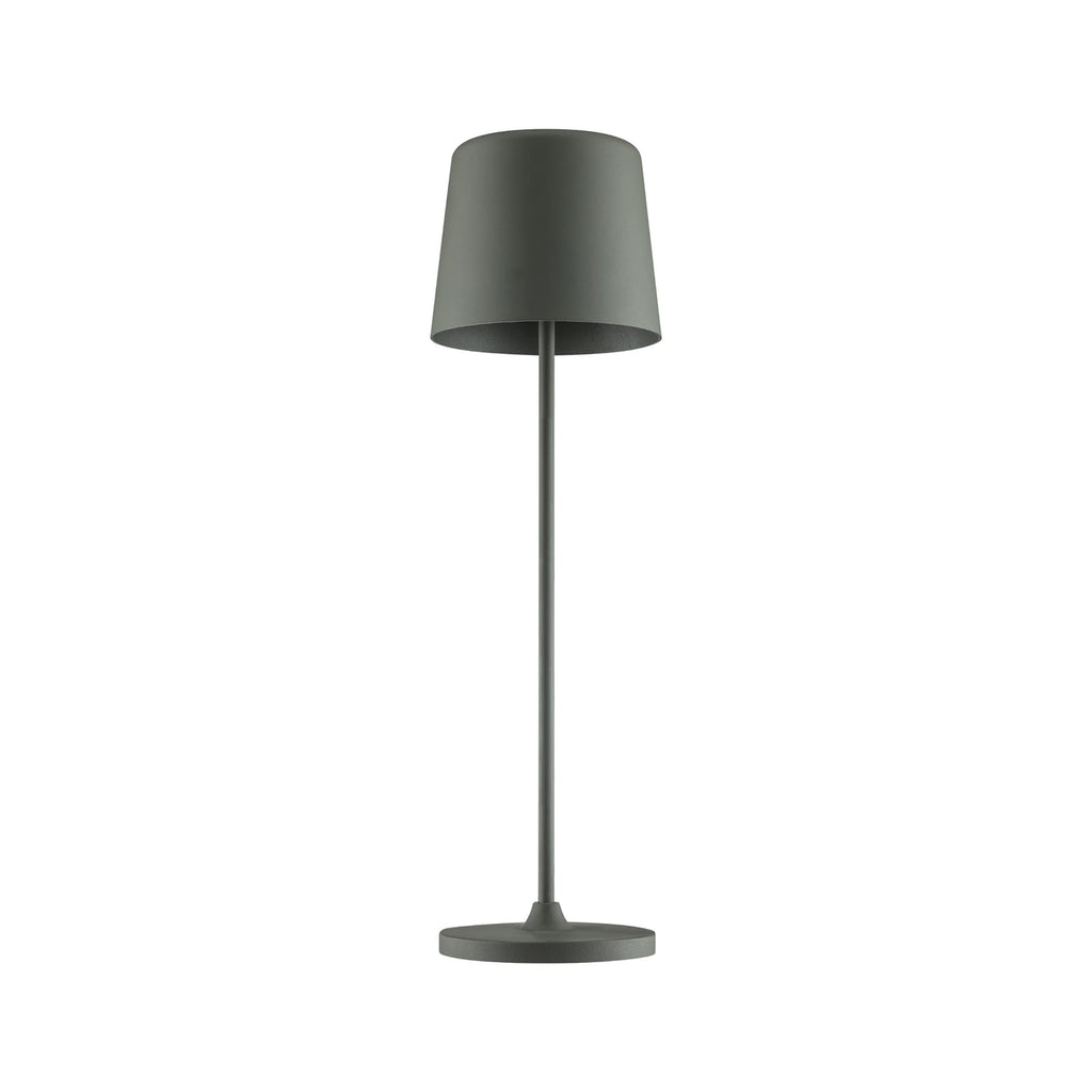 LED oppladbar bordlampe Kaami dimbar matt grå IP44 nærbilde av touch-dimmer