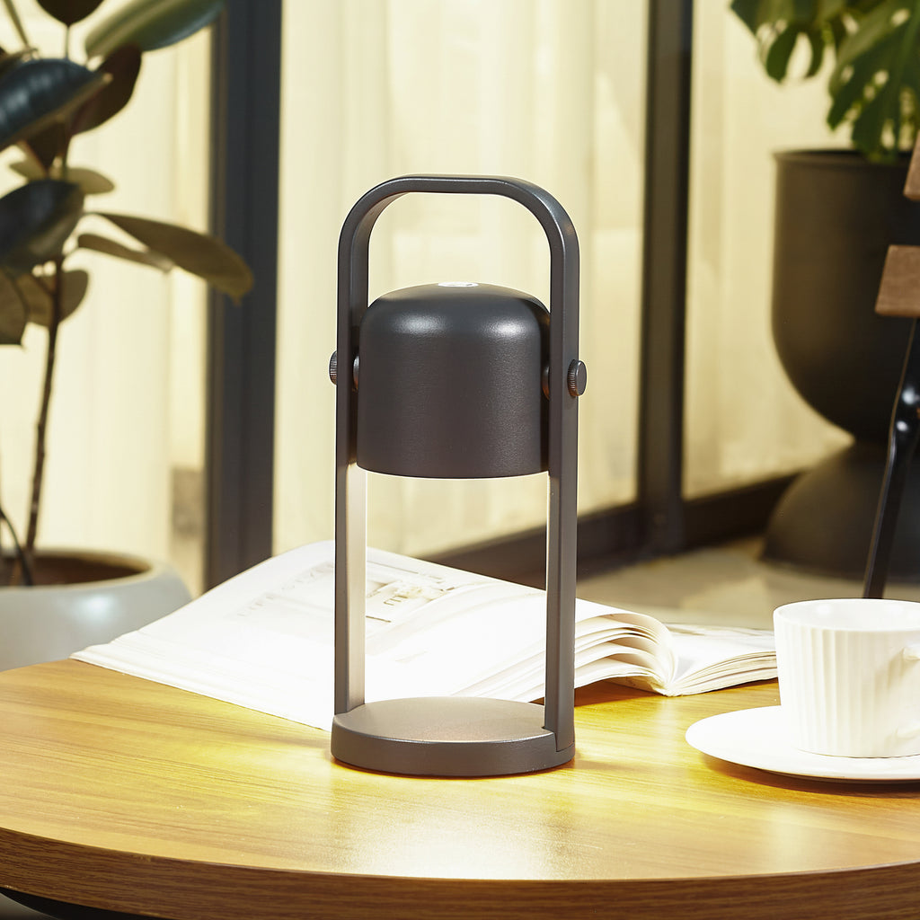 LED oppladbar bordlampe Kalevi svart aluminium forfra