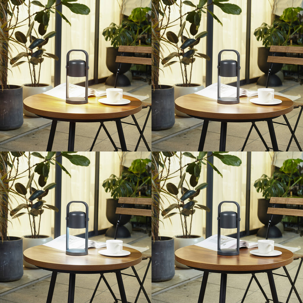 LED oppladbar bordlampe Kalevi svart aluminium detalj