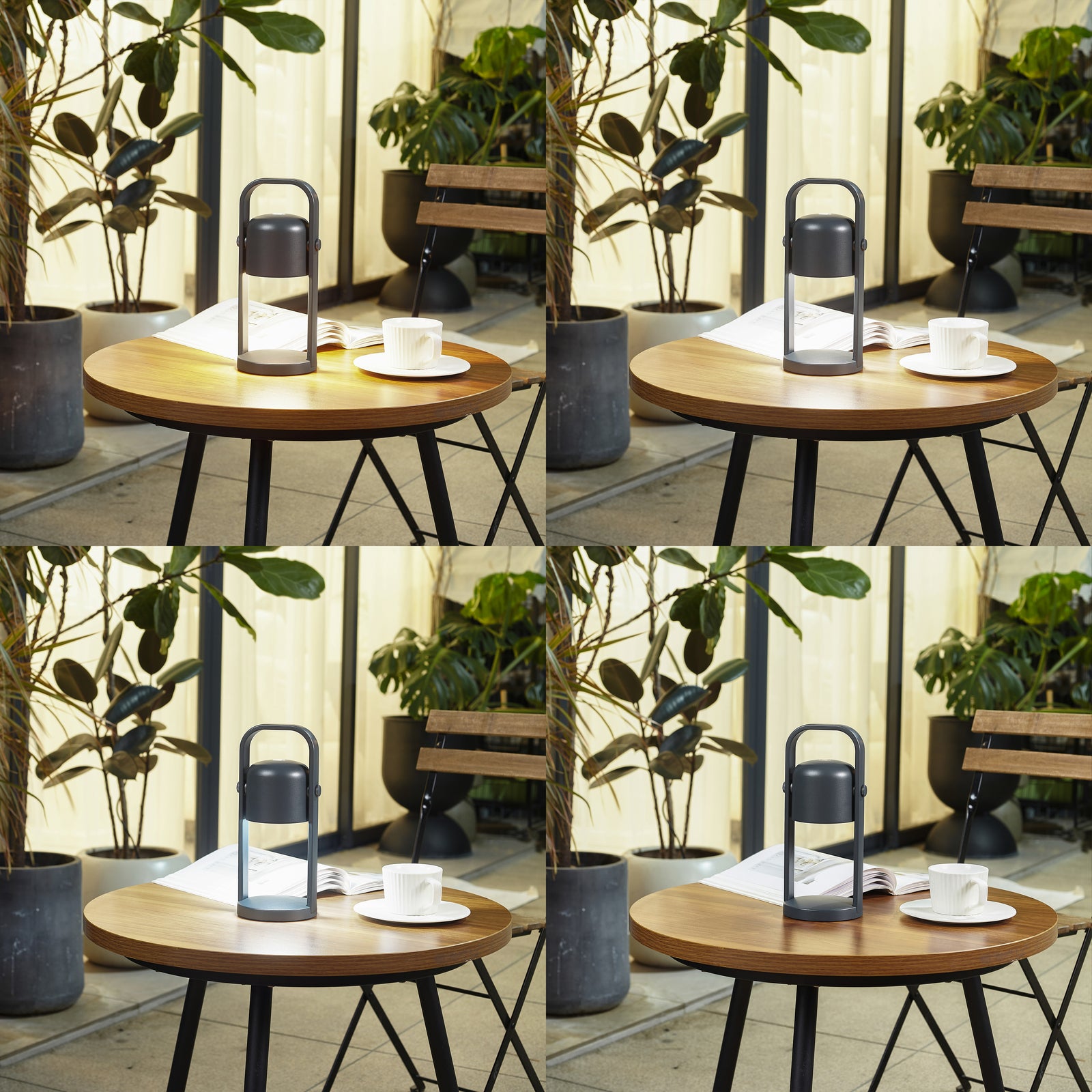 LED oppladbar bordlampe Kalevi svart aluminium detalj