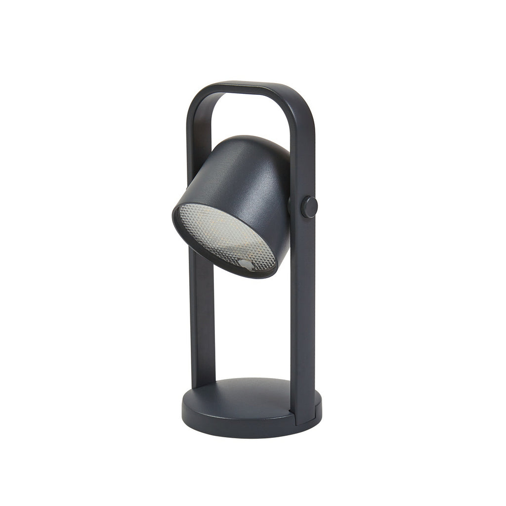 LED oppladbar bordlampe Kalevi svart aluminium montert på bord