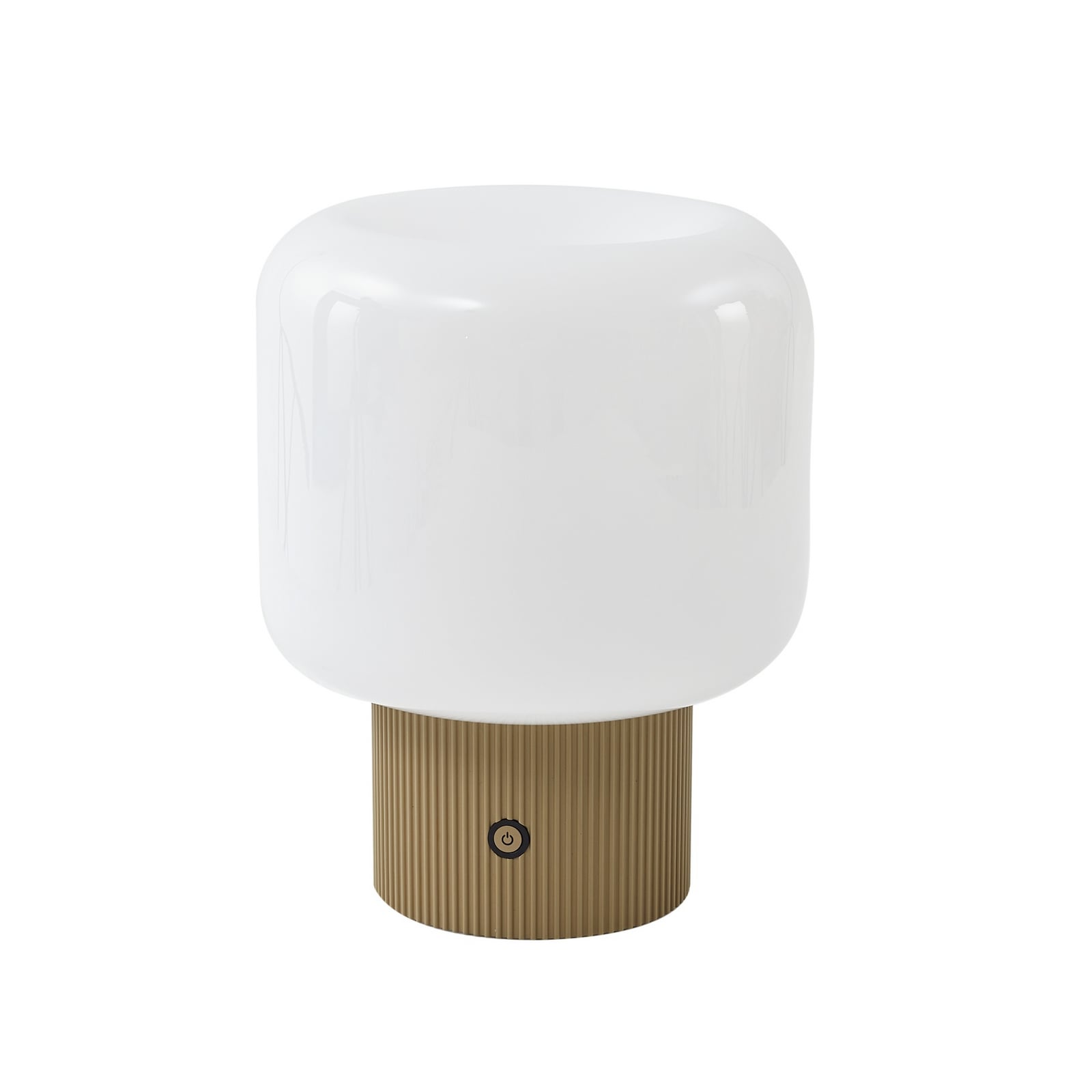 LED oppladbar bordlampe Katrin Palme glass beige dimbar montert i rom