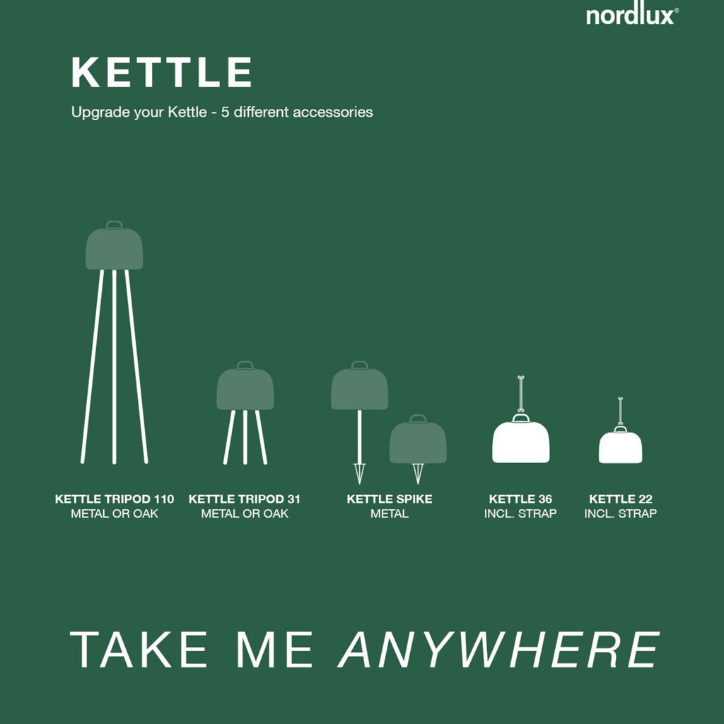 LED oppladbar bordlampe Kettle tripod tre Ø36 cm IP65 montert på bord