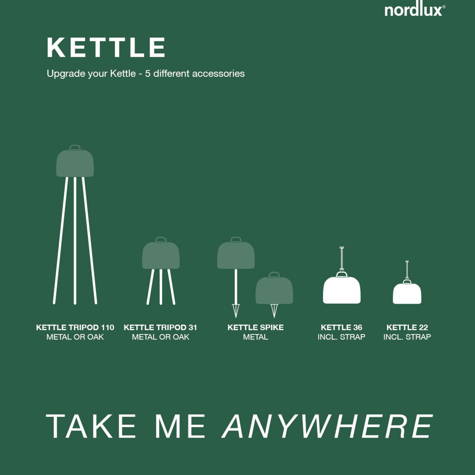 LED oppladbar bordlampe Kettle tripod tre Ø36 cm IP65 montert på bord