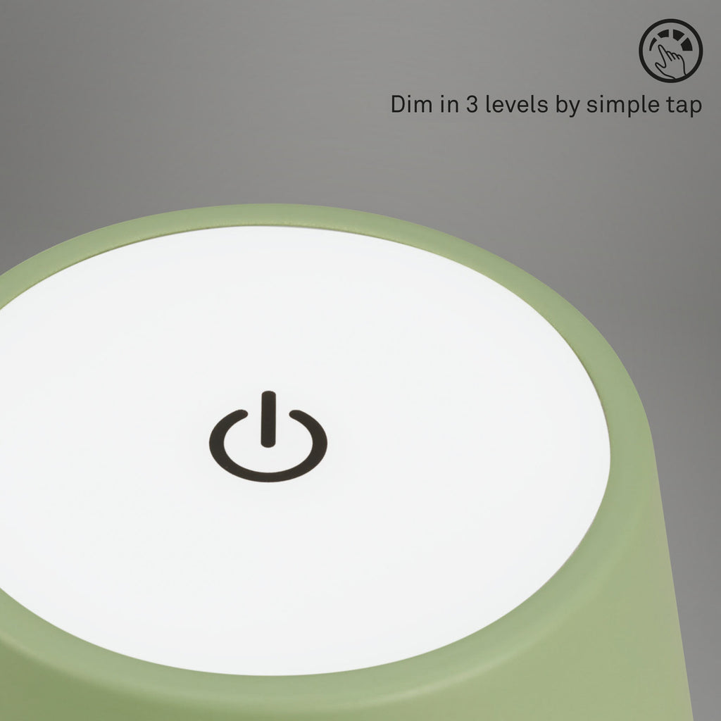 LED oppladbar bordlampe Kiki dimbar grønn USB-ladekabel