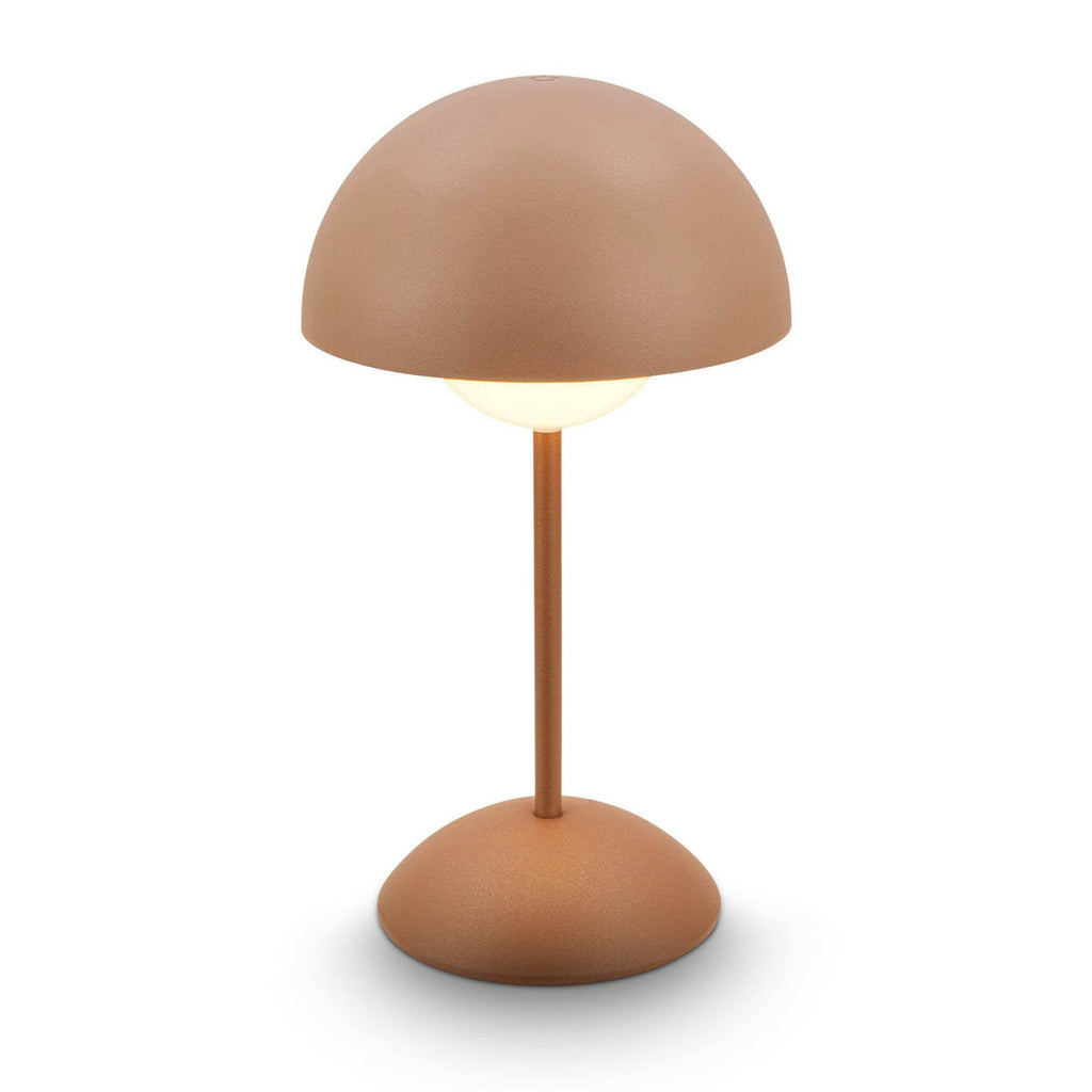 LED oppladbar bordlampe Kugle brun metall dimbar IP44 nærbilde