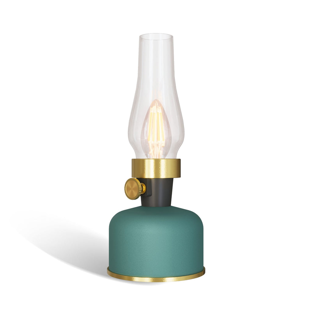 LED oppladbar bordlampe Lavinio grønn dimbar IP44 - Calex montert på bord