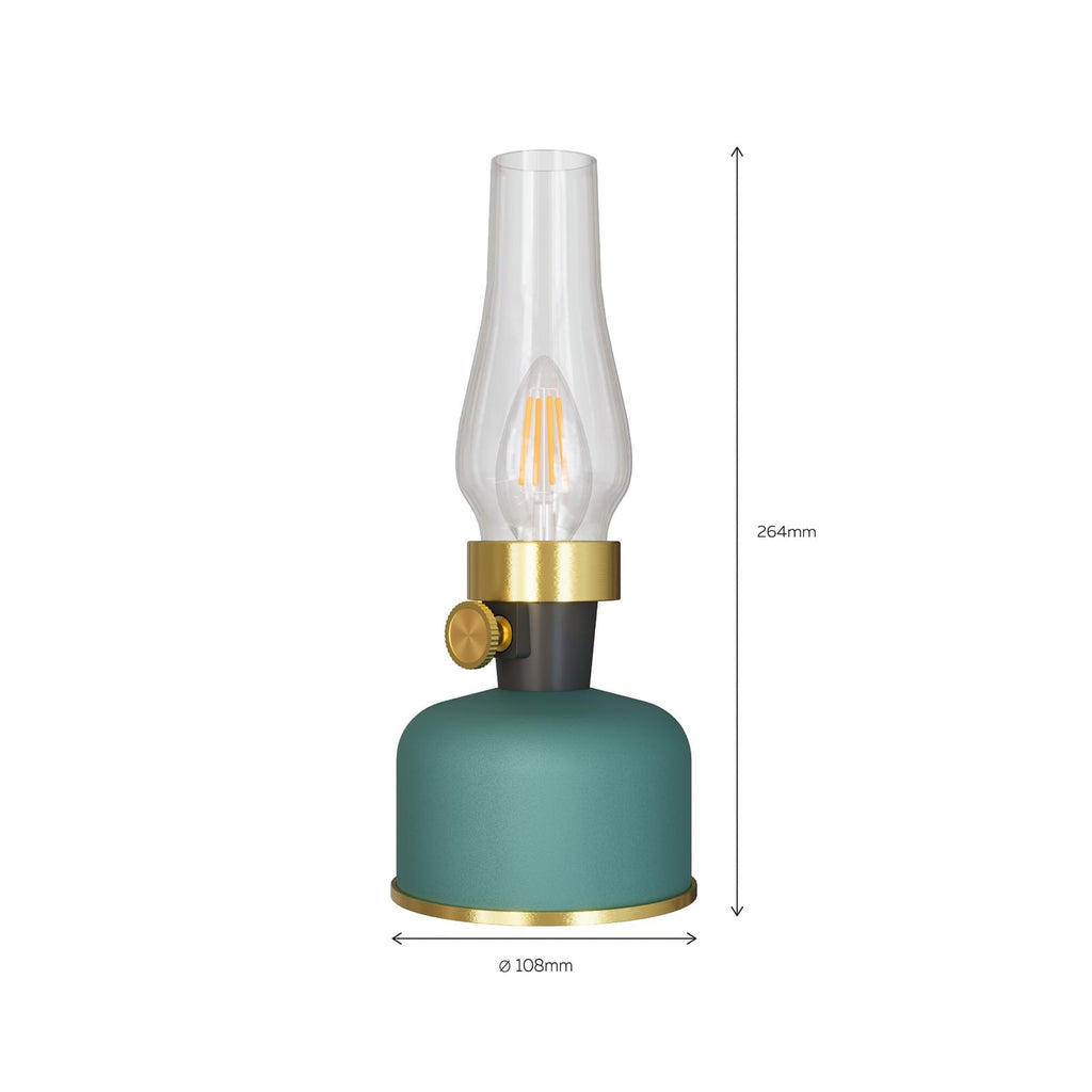 LED oppladbar bordlampe Lavinio grønn dimbar IP44 - Calex nærbilde av lampehode