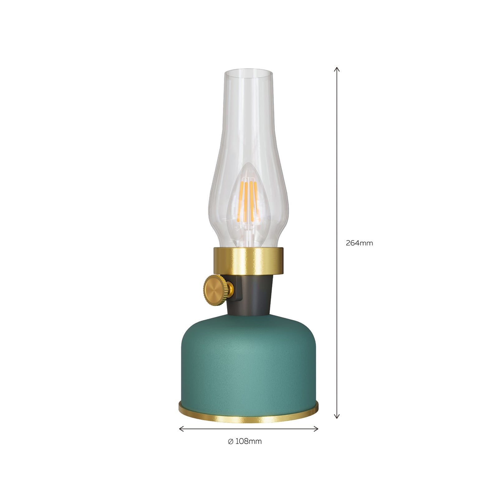 LED oppladbar bordlampe Lavinio grønn dimbar IP44 - Calex nærbilde av lampehode