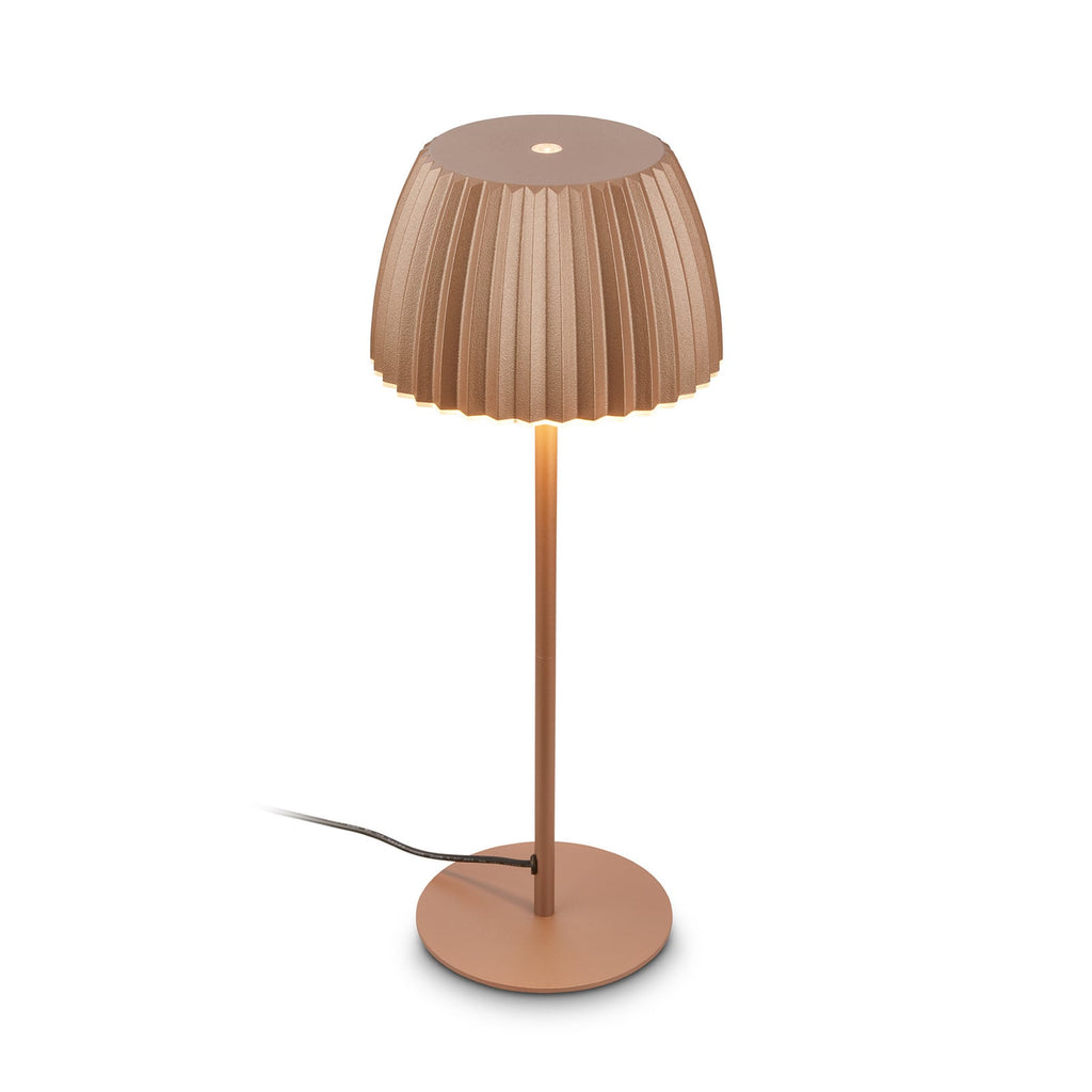 LED oppladbar bordlampe Loca brun dimbar Ø14,3 cm forfra