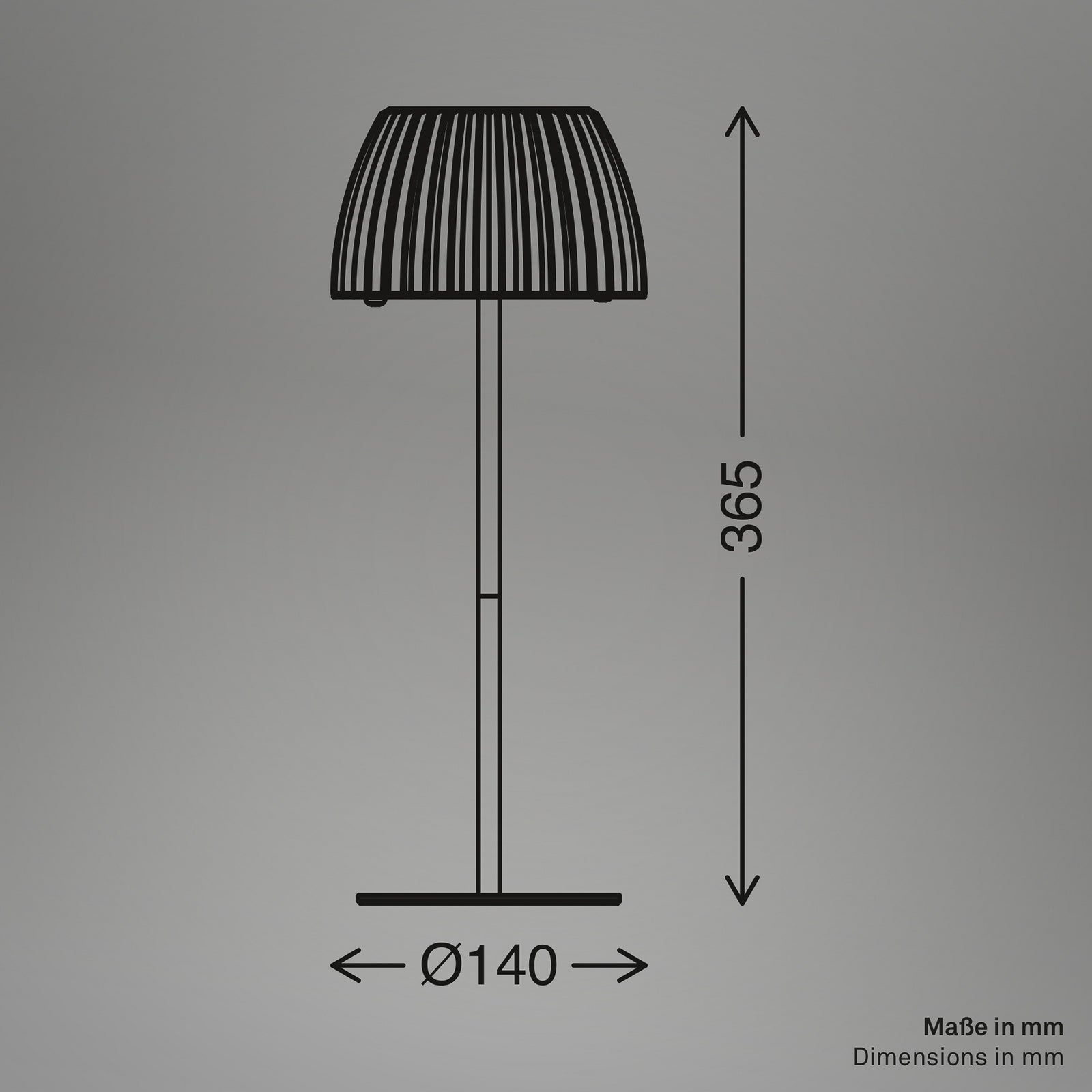 LED oppladbar bordlampe Loca brun dimbar Ø14,3 cm detalj av touchdimmer