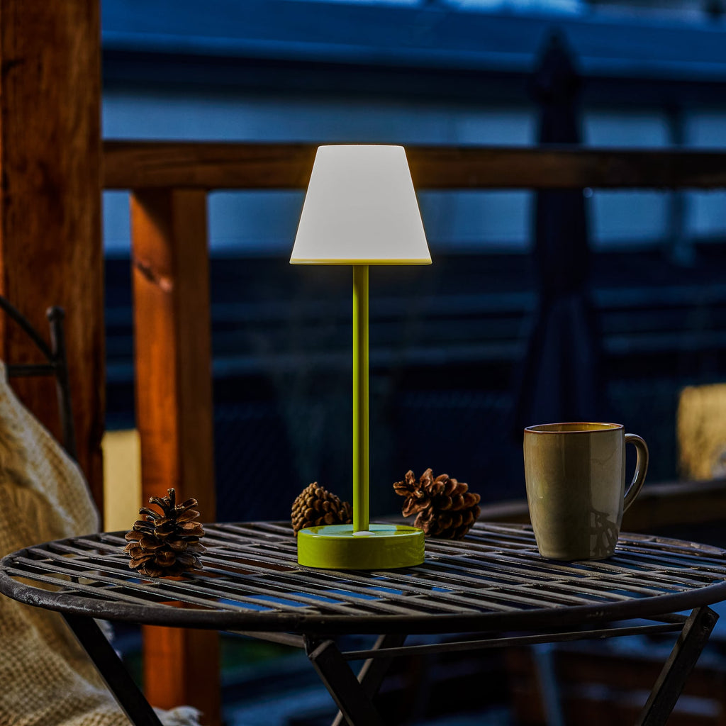 LED oppladbar bordlampe Lola Slim dimbar lime IP44 bakside