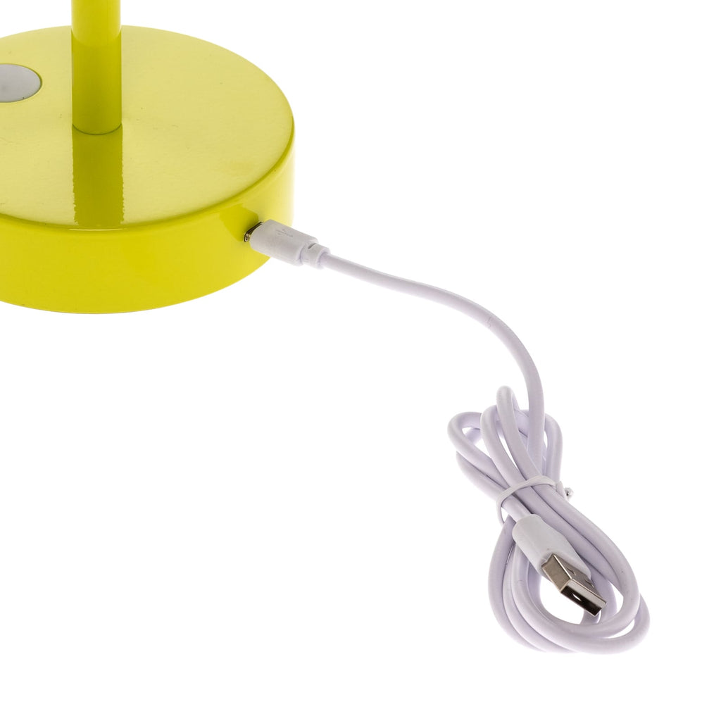 LED oppladbar bordlampe Lola Slim dimbar lime IP44 USB ladekabel