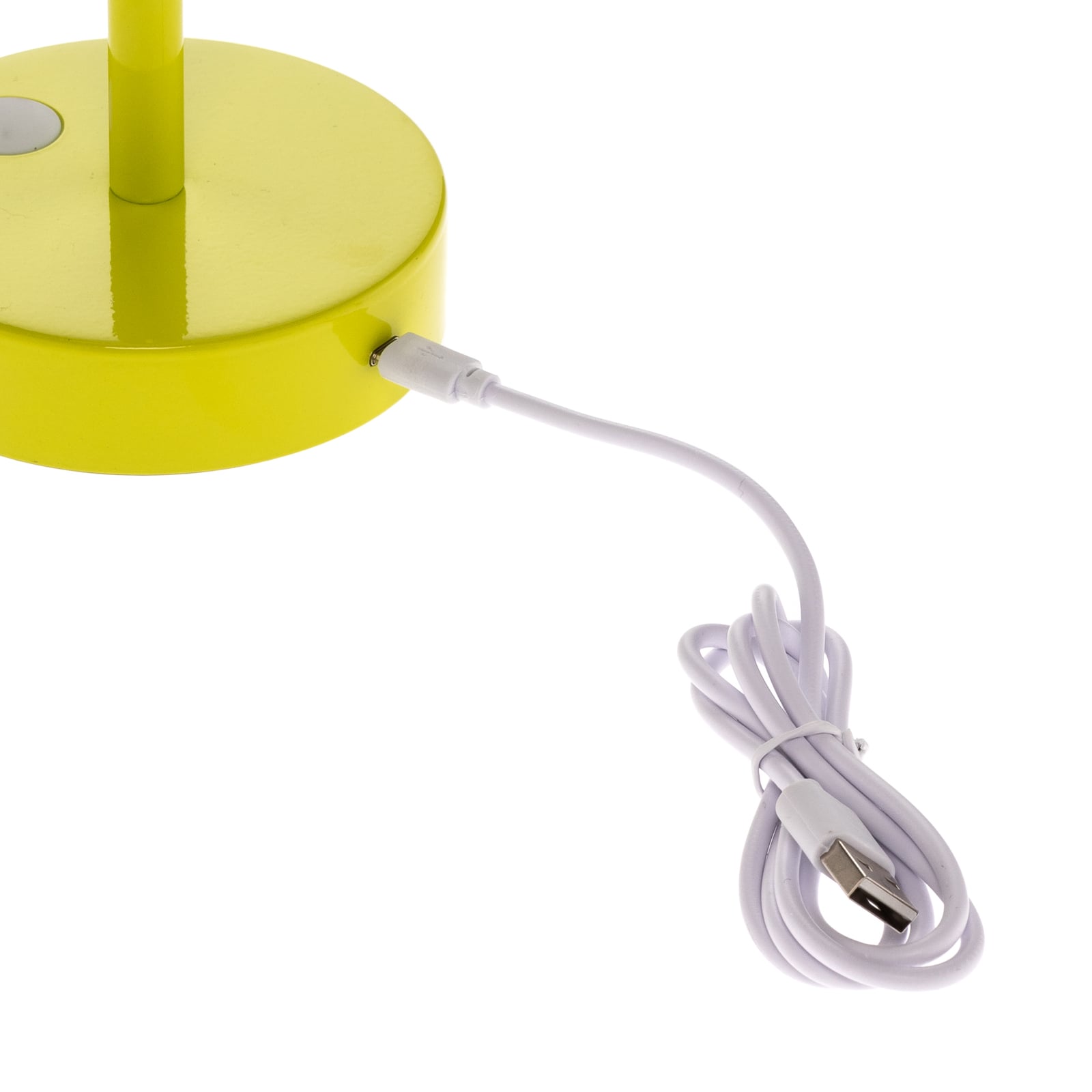 LED oppladbar bordlampe Lola Slim dimbar lime IP44 USB ladekabel