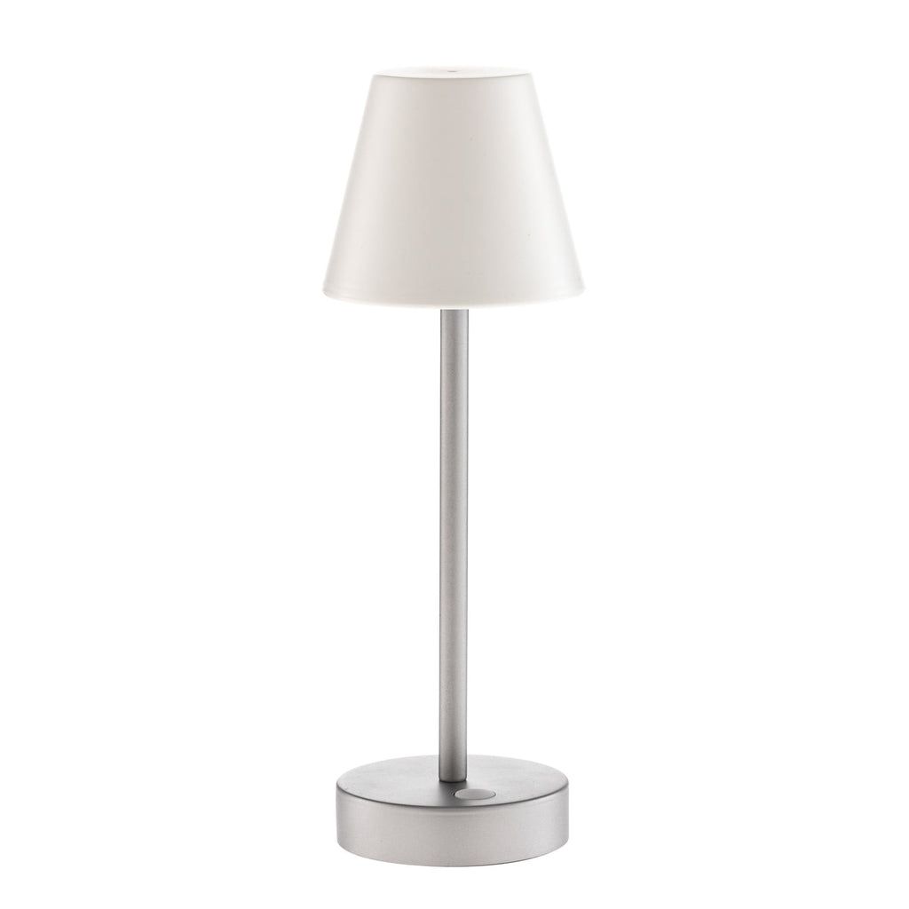 LED oppladbar bordlampe Lola Slim grå dimbar IP44 nærbilde av skjerm