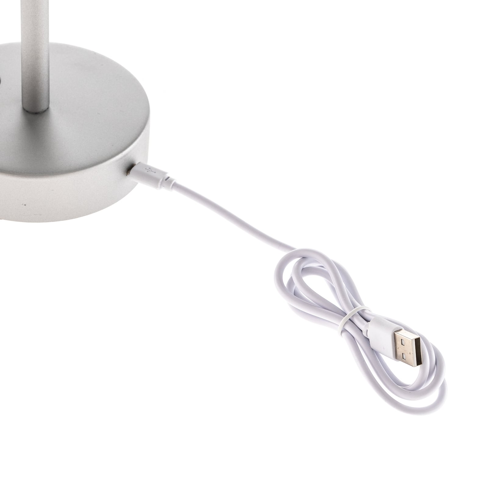 LED oppladbar bordlampe Lola Slim grå dimbar IP44 sideprofil