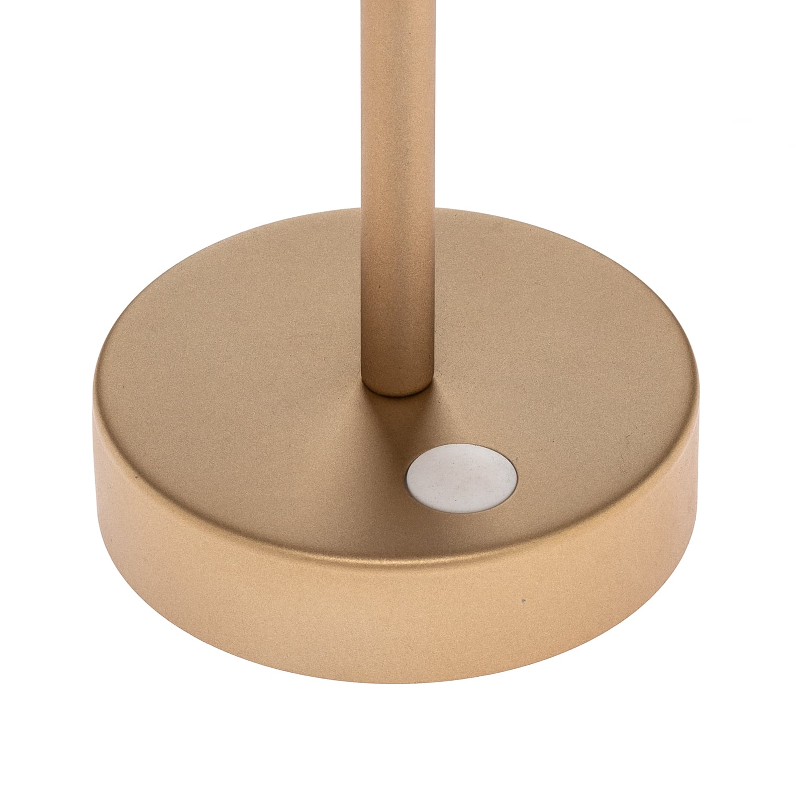 LED oppladbar bordlampe Lola Slim messing dimbar IP44 sett fra siden