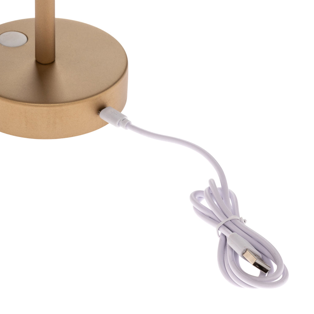 LED oppladbar bordlampe Lola Slim messing dimbar IP44 detalj av fot