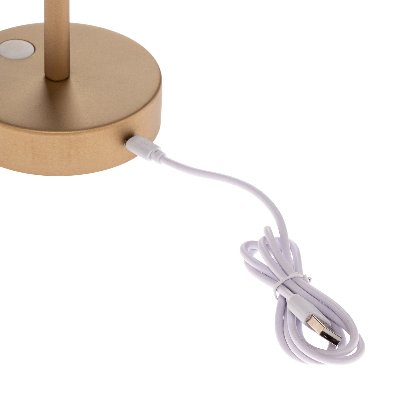 LED oppladbar bordlampe Lola Slim messing dimbar IP44 detalj av fot