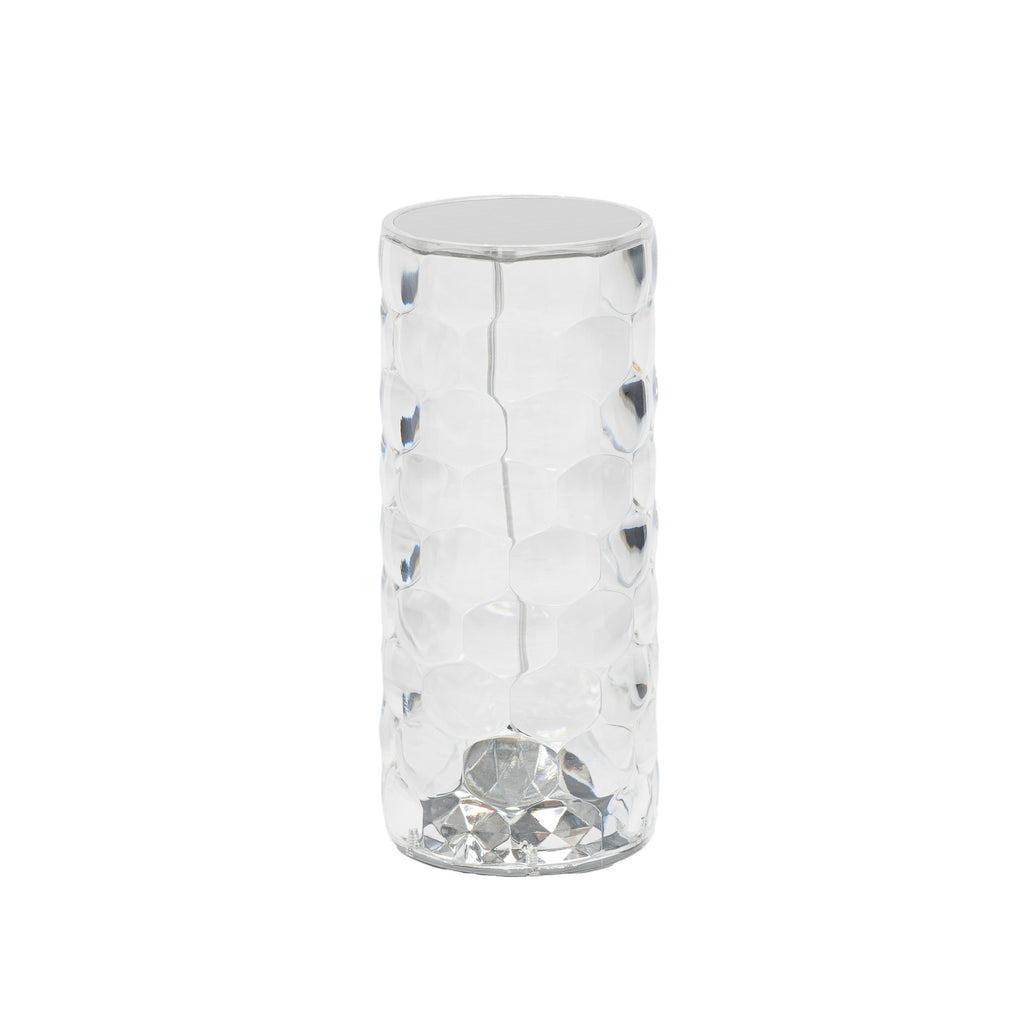 LED oppladbar bordlampe Louane dimbar RGBW 18,5 cm Lindby montert på bord