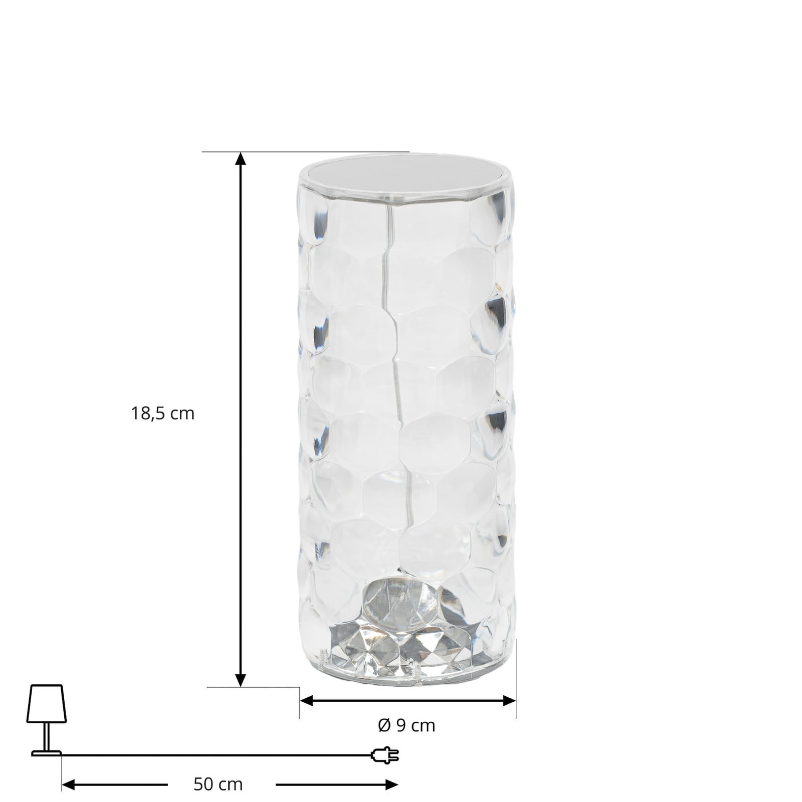 Nærbilde av fjernkontroll til LED oppladbar bordlampe Louane dimbar RGBW 18,5 cm Lindby