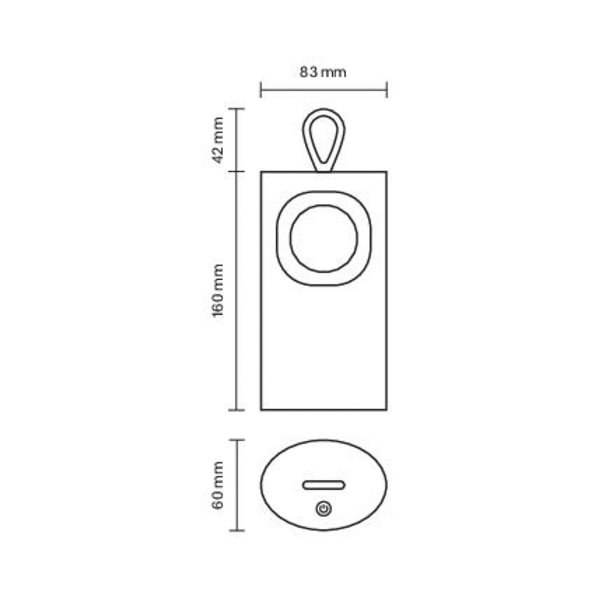 LED oppladbar bordlampe Lunari gull aluminium CCT dimbar IP44 detalj av berøringsknapp