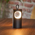 LED oppladbar bordlampe Lunari svart aluminium forfra