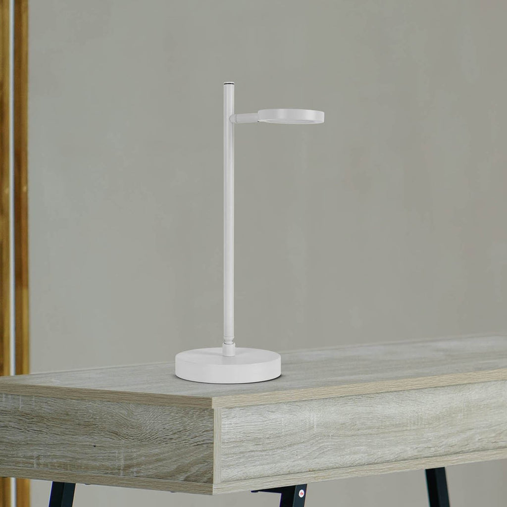 LED oppladbar bordlampe Lupa hvit metall dimbar 45 cm forfra