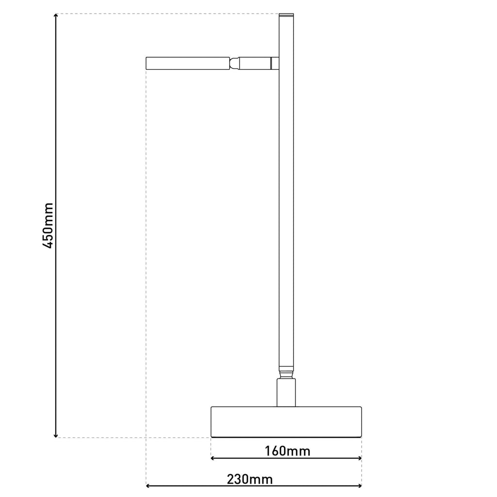 LED oppladbar bordlampe Lupa hvit metall dimbar 45 cm detalj av lampehode